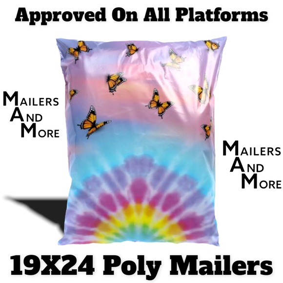 10 19X24 Poly Mailers Butterfly Rainbow Tye Dye Shipping Envelopes PRICE IS FIRM - Picture 5 of 5